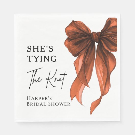 She's Tying The Knot Orange Bow Bridal Shower Servet (Voorkant)
