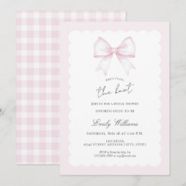 She's Tying The Knot Pink Blush Bow Bridal Shower Kaart