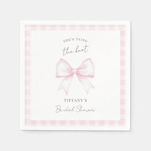She's Tying The Knot Pink Blush Bow Bridal Shower Servet (Voorkant)