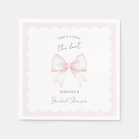She's Tying The Knot Pink Blush Bow Bridal Shower Servet (Voorkant)