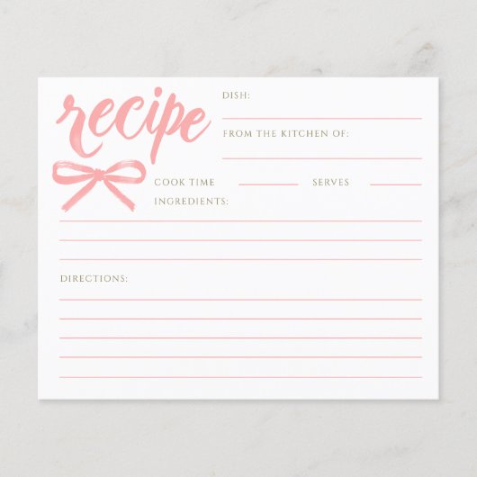 She's Tying the Knot Pink Bow Bridal Recipe Card (Voorkant)