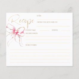 She's Tying the Knot Pink Bow Bridal Recipe Card