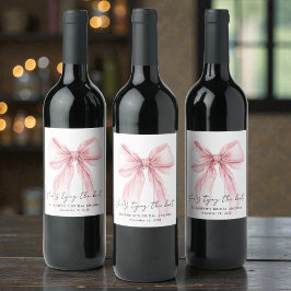 Shes Tying The Knot Pink Bow Bridal Shower Wijn Etiket