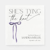 Shes Tying the Knot Puple Bow Vrijgezellenfeest Servet (Voorkant)