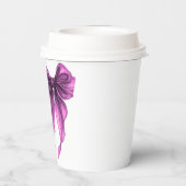 She's Tying The Knot Purple Bow Bridal Shower Papieren Bekers (Achterkant)