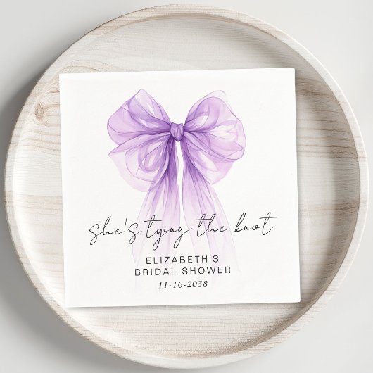 She's Tying The Knot Purple Bow Bridal Shower Servet