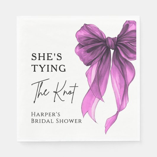 She's Tying The Knot Purple Bow Bridal Shower Servet (Voorkant)