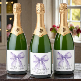 Shes Tying The Knot Purple Bow Bridal Shower Sparkling Wijnetiket