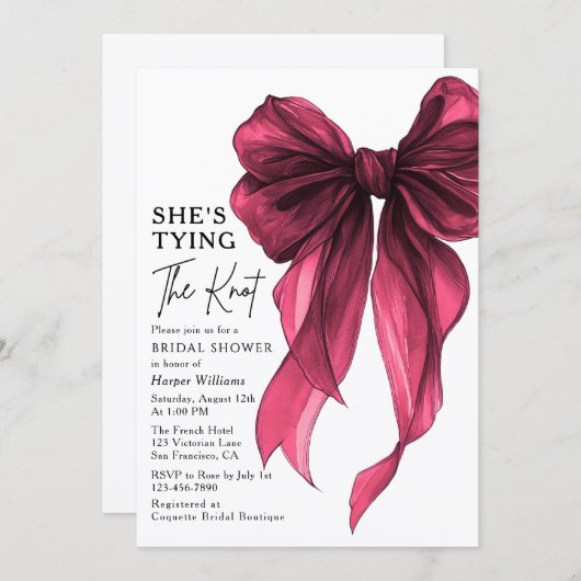 She's Tying The Knot QR Code Bridal Shower Kaart (Voorkant / Achterkant)