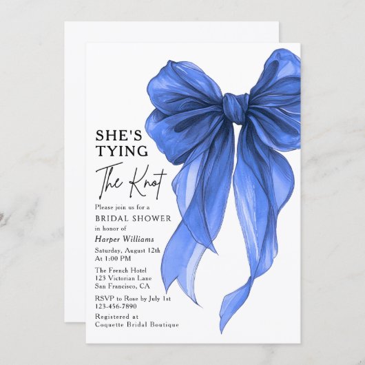 She's Tying The Knot QR Code Bridal Shower Kaart (Voorkant / Achterkant)