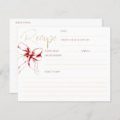 She's Tying the Knot Red Bow Bridal Recipe Card (Voorkant / Achterkant)