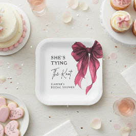 She's Tying The Knot Red Bow Bridal Shower Papieren Bordje