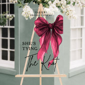 She's Tying The Knot Red Bow Welcome Sign Acryl Bord