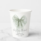 She's Tying The Knot Sage Bow Bridal Shower Papieren Bekers (Voorkant)