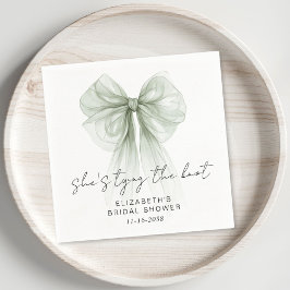 She's Tying The Knot Sage Bow Bridal Shower Servet