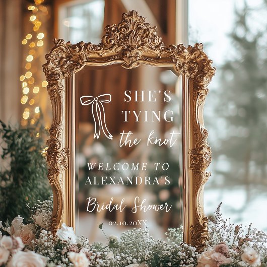 She's Tying The Knot Selfie Mirror Welcome Sign Raamsticker