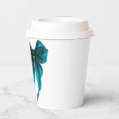 She's Tying The Knot Turquoise Bow Bridal Shower Papieren Bekers (Achterkant)