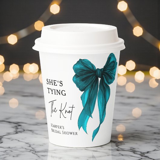 She's Tying The Knot Turquoise Bow Bridal Shower Papieren Bekers