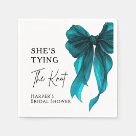 She's Tying The Knot Turquoise Bow Bridal Shower Servet