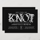 She's Tying The Knot White Bow Black Bridal Shower Kaart (Voorkant / Achterkant)