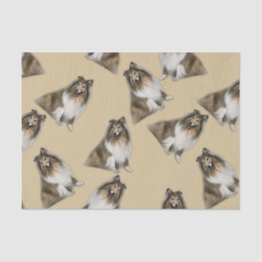 Shetland Collie Canine Metgezellen Tissuepapier (Voorkant)