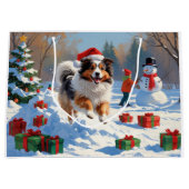 Shetland herdershond loopt sneeuw met kerst Pet Groot Cadeauzakje (Voorkant)