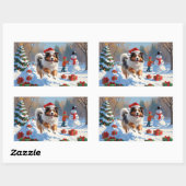 Shetland herdershond loopt sneeuw met kerst Pet Rechthoekige Sticker (Vel)