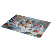 Shetland herdershond loopt sneeuw met kerst Pet Snijplank (Hoek)