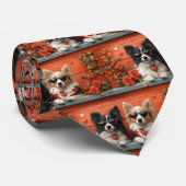 Shetland herdershond met hart Rozen Valentijnsdag Stropdas (Opgerold)