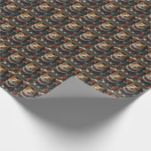 Shetland herdershond met kerstcadeaus open haard cadeaupapier (Hoek)