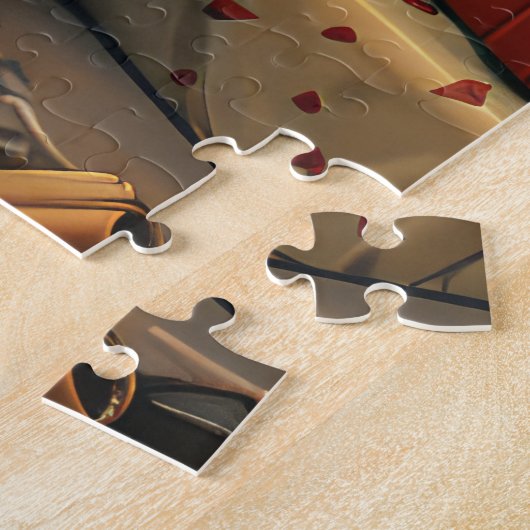 Shetland herdershond met kerstcadeaus open haard legpuzzel (Zijkant)