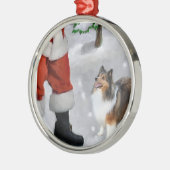 Shetland herdershond met Kerstmis Metalen Ornament (Links)