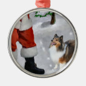 Shetland herdershond met Kerstmis Metalen Ornament (Voorkant)