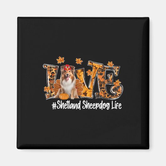 Shetland Herdershond Turkije Grappige Thanksgiving Magneet (Voorkant)