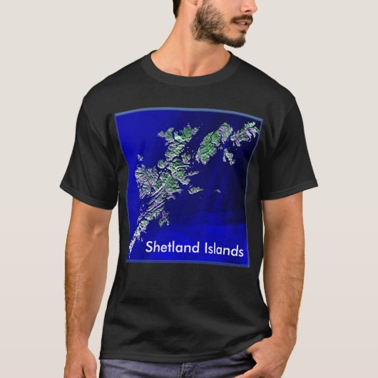 Shetland Islands Kaart Mannen Dark Basic T-shirt (Voorkant)