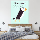 Shetland Papegaaiduiker Vintage reisposter Canvas Afdruk (Insitu (Slaapkamer))