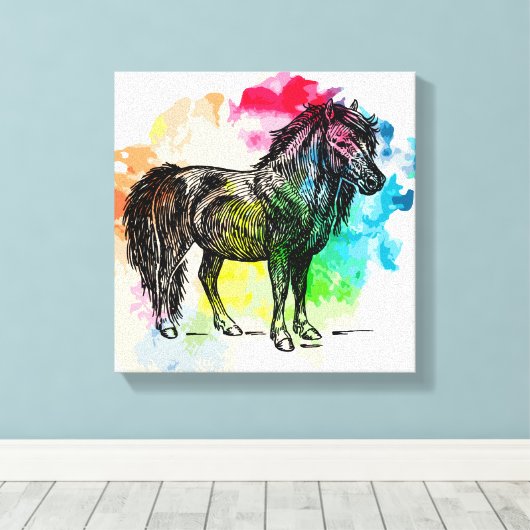 Shetland Pony Canvas Afdruk (Insitu (Houten vloer))