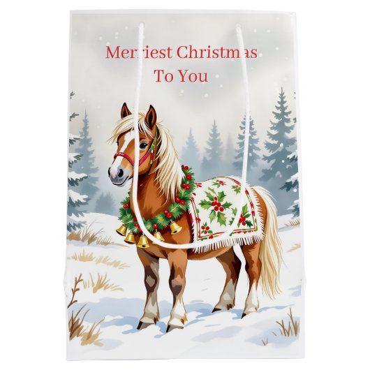 Shetland Pony Christmas Medium Cadeauzakje (Achterkant)