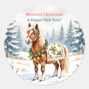 Shetland Pony Christmas Ronde Sticker