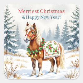 Shetland Pony Christmas Vierkante Sticker