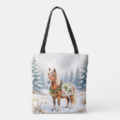 Shetland Pony en Holly Christmas gepersonaliseerd Tote Bag (Achterkant)