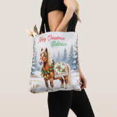 Shetland Pony en Holly Christmas gepersonaliseerd Tote Bag (Dichtbij)