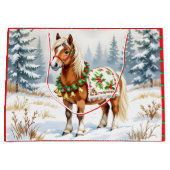 Shetland Pony en Holly Christmas Medium Gift Bag Groot Cadeauzakje (Voorkant)