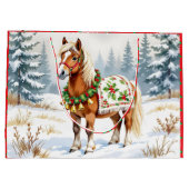 Shetland Pony en Holly Christmas Medium Gift Bag Groot Cadeauzakje (Achterkant)