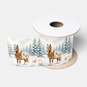 Shetland Pony en Holly Christmas Satijnen Lint