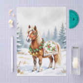 Shetland Pony en Holly Christmas Tissuepapier (Craft)