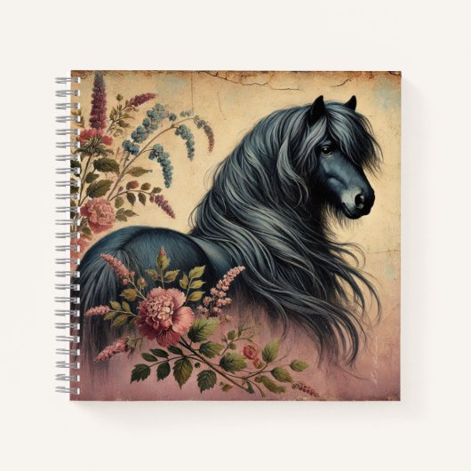 Shetland Pony Floral  Spiral Bound Notitieboek (Voorkant)