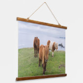 Shetland Pony op pasta nabij hoge cliënten Hangend Wandkleed (Gebogen)