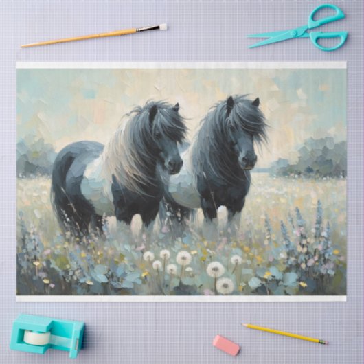 Shetland Pony Piebald Decoupage Tissue Paper Tissuepapier (Craft)