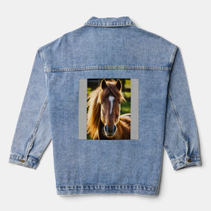 Shetland Pony Portret – Frontaal 6K Fotorealistisc Denim Jacket